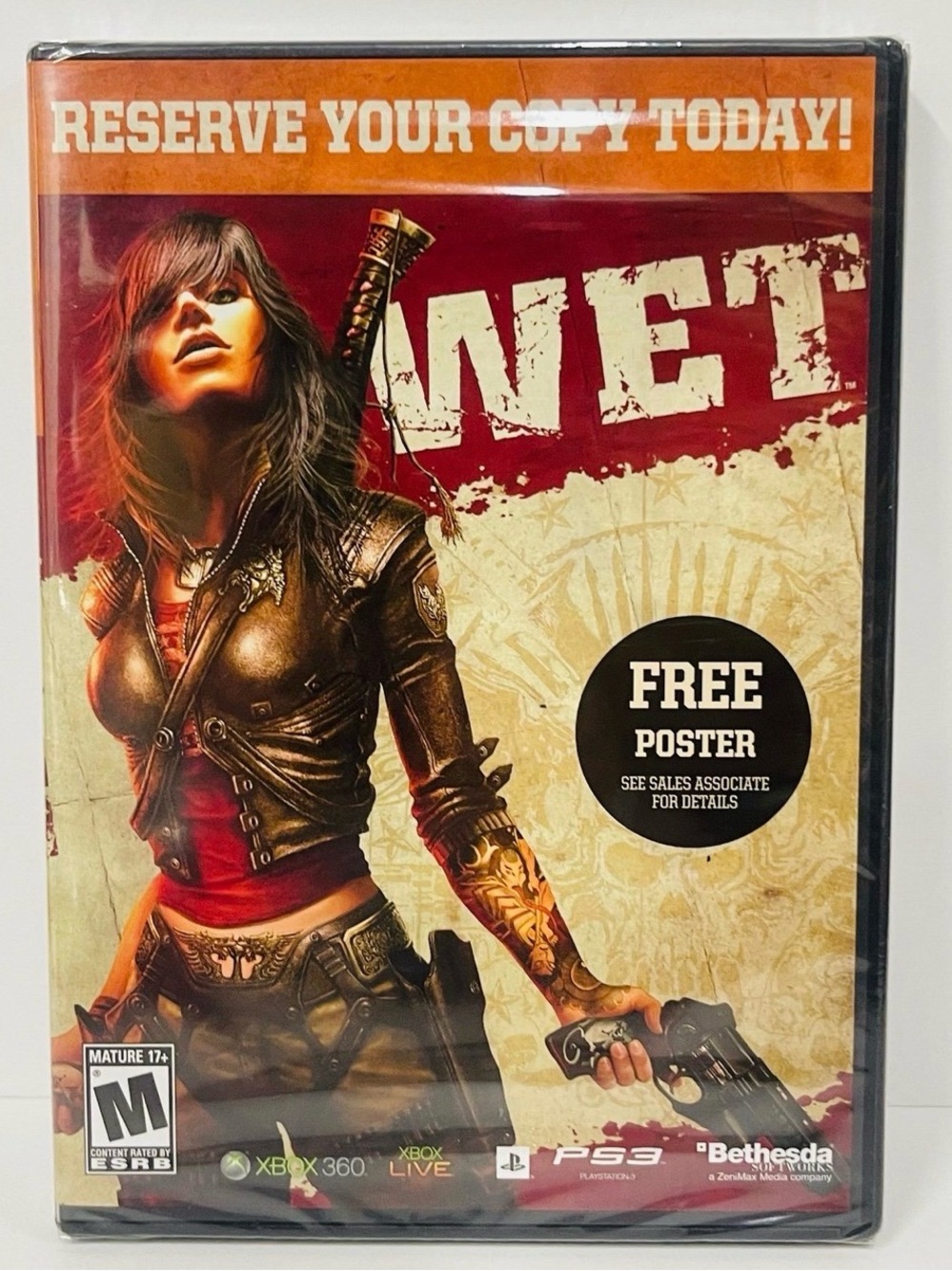 Wet Video Game Promo Case PS3 Xbox 360 & Promo Poster 19.5X13.5” Inside Rare NEW